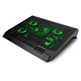 ENHANCE Support Refroidisseur PC Portable, Plaque de Refroidissement de 5 Ventilateurs avec LED Vertes et 2 Ports USB - Compatible ...