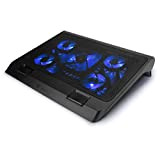 ENHANCE Support Refroidisseur PC Portable, Plaque de Refroidissement de 5 Ventilateurs avec LED Bleues et 2 Ports USB - Compatible ...