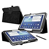 Entity® : Samsung Galaxy Tab 3 25,7 cm (GT-P5200/P5210/P5220) Cuir Flip Sécurité Coque – Noir. Executive Multi Fonction support coque avec aimant intégré pour fonction ...