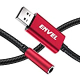 ENVEL Adaptateur USB Jack 3.5mm Audio Carte Son Externe USB vers Jack TRRS 4 Pôle pour Casque Microphone Plug et ...