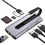 ESR Adaptateur Hub USBC Portable 8 en 1 avec Ethernet, 4K@30Hz HDMI, 2 Ports USB 3.0, 1 Port USB 2.0, ...