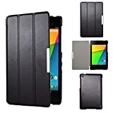 Étui en cuir synthétique avec support pour tablette Asus Google Nexus 7 2ème modèle 2013 Noir