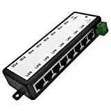EUKKIC Injecteur POE 8 Ports PoE Adapter Ethernet Supply pour CCTV Network POE Camera Over Ethernet, Blanc