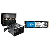 EVGA 600 BR, 80+ Bronze 600W, 3 Ans de Garantie, Alimentation PC 100-BR-0600-K2 & Crucial P2 CT500P2SSD8 SSD Interne 500Go, ...