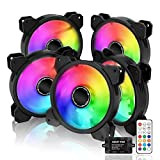 EZDIY-FAB 120mm RGB LED Ventilateur de Boîtier pour PC,Ventilateur de Refroidissement CPU,Addressable RGB Case Fan avec Contrôleur-5 Pack