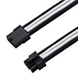 EZDIY-FAB Câble gainé PCIE 6 + 2 Broches - Rallonge de câble pour Alimentation - Noir et Blanc