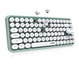 FELiCON 308i Clavier Sans Fil Rétro, Bluetooth Silent Cute Computer Keyboard, Keycaps Punk Ronds, Compact 84 Touches,Texture Mate, Typewriter Design, ...