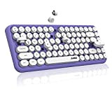 FELiCON 308i Clavier sans Fil Rétro, Bluetooth Silent Cute Computer Keyboard, Keycaps Punk Ronds, Compact 84 Touches,Texture Mate, Typewriter Design, ...