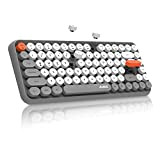 FELiCON 308i Clavier sans Fil Rétro, Bluetooth Silent Cute Computer Keyboard, Keycaps Punk Ronds, Compact 84 Touches,Texture Mate, Typewriter Design, ...