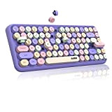 FELiCON 308i Clavier sans Fil Rétro, Bluetooth Silent Cute Computer Keyboard, Round Punk Compact 84 Touches,Texture Mate, Typewriter Design, QWERTY, ...