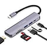 FITLONG Hub USB C, 6-en-1 Adaptateur USB C pour MacBook Air / Pro, avec HDMI 4K, PD 100W, 2 USB, ...
