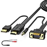 FOINNEX Câble VGA vers HDMI 10M(Ancien PC de Style à Nouvelle TV/Moniteur avec HDMI), VGA vers HDMI Cordon Convertisseur/Adaptateur avec ...