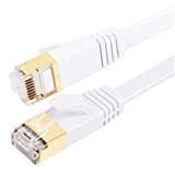 Fosto Câble Ethernet Cat7 30 m Catégorie 7, plat, RJ45, haute vitesse 10 Gbps LAN Internet Pour Xbox, PS4, modem, ...