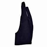 Gants d'hiver chauds, 1 gant anti-salissure à deux doigts pour artiste, dessin, stylo graphique, tablette - Noir