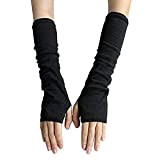 Gants de bras sans doigts à la mode pour femmes noir élastique extensible automne et hiver chauffe-bras manches longues pour ...