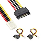 GELRHONR 4 Pin Floppy Drive to 15 Pin SATA Male Power Cable for Floppy Drives,USB3.0 Extender Card, IDE-2pack