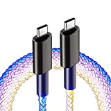 GELRHONR Câble USB fluide à LED 1m,66 W Câble USB C vers USB C lumineux pour la plupart des appareils ...