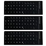 German Keyboard Sticker Letters Replacement Black Background Non Transparent Computer Laptop 3PCS