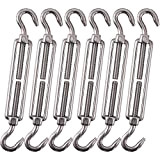 Getue Cozihom, M6 Hook & Hook/C to C Turnbuckle 304 Stainless Steel, Hardware Kit for Wire Rope Tension Heavy Duty, ...