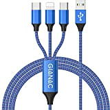 GIANAC Câble Multi USB, 3 en 1 Câble Universel [1.2M] Multi USB Câble de Chargement en Nylon avec IP Micro ...
