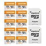 Gigastone Carte Mémoire 128 Go Lot de 10 Cartes, Compatible avec Gopro Caméra Drone Tablette Samsung Sony, Haute Vitesse pour ...