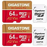 Gigastone Carte Mémoire 64 Go Lot de 2 Cartes, 4K Caméra Pro, Compatible avec GoPro Switch, Vitesse 95 Mo/s. A2 ...