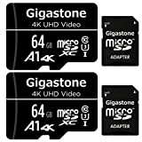 Gigastone Carte Mémoire 64 Go Lot de 2 Cartes, Compatible avec Gopro Drone Caméra Tablette Samsung Sony, Haute Vitesse pour ...