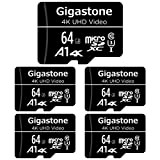 Gigastone Carte Mémoire 64 Go Lot de 5 Cartes, Compatible avec Gopro Drone Caméra Tablette Samsung Sony, Haute Vitesse pour ...