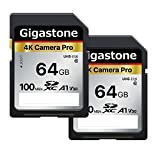Gigastone Carte Mémoire SDXC 64 Go, 4K Caméra Pro Série, Lot de 2 Cartes, Vitesse allant jusqu'à 100 Mo/s. Compatible ...