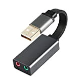 GINTOOYUN Adaptateur USB 2.0 Double Canal Externe Carte Son Ruban Plat USB stéréo Externe avec Prise Jack 3,5 mm pour ...