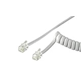 Goobay 50246 Combiné téléphonique Câble spiralé, câble plat avec prise RJ10 (4P4C) vers prise RJ10 (4P4C) ; blanc ; 2 ...