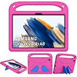 GOZOPO Coque Étui pour Samsung Galaxy Tab A8 10.5" 2021 (SM-X205/ SM-X200), Antichoc Enfants Étui avec Support Housse Protection (Rose)