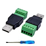 Greluma 2 Pcs USB 2.0 A Connecteur de Bornier à Vis avec Un Tournevis, USB 2.0 A Prise Mâle à ...