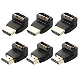 GTIWUNG Lot de 6 Connecteurs HDMI à Angle Droit, 90 degrés et 270 degrés Adaptateurs HDMI mâle à Femelle, Angle ...