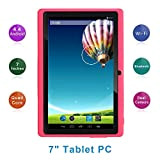 Haehne 7 Pouces Tablette Tactile, Android 5.0 Quad Core Tablet PC, 1Go RAM 8Go ROM, Double Caméras, WiFi, Bluetooth, Rose