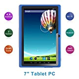 Haehne 7 Pouces Tablette Tactile, Android 5.0 Quad Core Tablet PC, 1Go RAM 8Go ROM, Double Caméras, WiFi, Bluetooth, Bleu