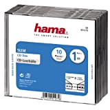Hama - 51275 - Boîtier CD "Slim", lot de 10, Transparent/Noir