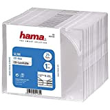 Hama Boîtier "Slim" (pour CD et disques Blu-ray, ultra mince, avec une feuille pour la couverture, lot de 25) Transparent