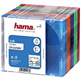 Hama Boîtier "Slim" (pour CD et disques Blu-ray, ultra mince, avec une feuille pour la couverture, lot de 25) Transparent/Bleu/Orange/Vert/Rouge/Violet