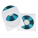 Hama Pochettes de protection (en papier pour CD/DVD/Blu-Ray, lot de 50) Blanc/Transparent