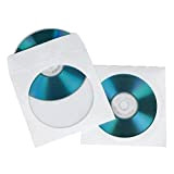 Hama Pochettes de protection (en papier pour CD/DVD/Blu-Ray, lot de 100) Blanc/Transparent