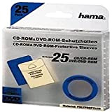 Hama Pochettes de protection (pour CD/DVD/Blu-Ray, design étroit, pochette en plastique, lot de 25) Transparent