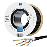 hb-digital 100m Cat 7 Network Installation Cable Outdoor noir AWG23/1 PE S/FTP double blindage PIMF cuivre pur max. 1000MHz 10Gbits ...