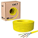 HB-Digital 25m Cat.7 LAN Câble réseau numérique Câble d'installation cat 7 Copper Profi S/FTP PIMF LSZH Halogen free yellow RoHS ...
