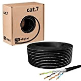 hb-digital 25m Cat 7 Network Installation Cable Outdoor noir AWG23/1 PE S/FTP double blindage PIMF cuivre pur max. 1000MHz 10Gbits ...