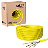 hb-digital 25m CAT.7A Câble réseau Câble LAN Câble d'installation AWG 23 Cuivre pur S/FTP PiMF LSZH Sans halogène Conforme RoHS ...