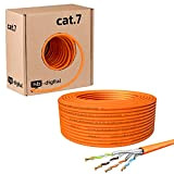 HB-Digital 50m Cat. 7 LAN réseau Câble d'installation cat 7 Câble Copper Profi S/FTP PIMF LSZH jaune sans halogène conforme ...