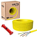 hb-digital Câble réseau CAT.7a Jaune 50 m Câble Ethernet LAN AWG23 Cuivre pur S/FTP PiMF LSZH sans halogène RoHS Installation ...