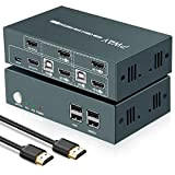 HDMI KVM Switch Dual Monitor,4K@30Hz,USB2.0,Commutateurs KVM 2 Moniteurs,Brancher 2 PC sur 2 Ecran,Livré avec 2 câbles HDMI et 2 jeux ...