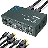 HDMI KVM Switch Dual Monitor, 4K@60Hz, Commutateur KVM 2 PC 2 Monitor,KVM Switch HDMI 2.0, HDCP2.2, with 4 USB2.0 Ports,Button ...